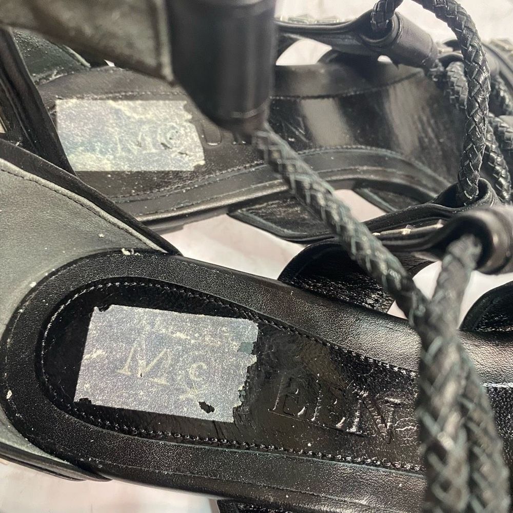 Alexander McQueen Leather Studded Wrap Gladiator Sandals Black Size 40.5 - Picture 8 of 11